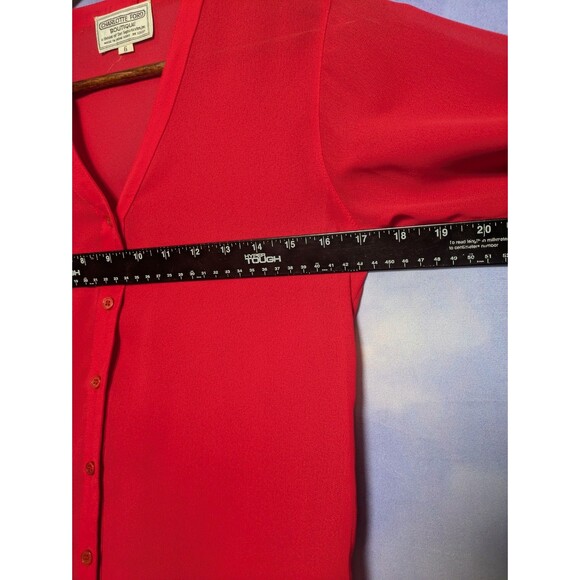 Vintage Red Sheer Button-Up Blouse Charlotte Ford Boutique Size 6 Classic Career - Picture 4 of 8